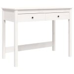 Bureau - garosa - 100x50x78 cm - bois massif de pin - 2 tiroirs - blanc
