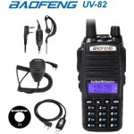 Baofeng uv - 82 noir uhf vhf dual band radio fm talkie walkie + cble & parleur
