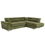 Baoji - canap� dangle droit 5 places convertible avec t�ti�res et coffre en velours c�tel� - vert