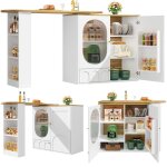 Bar rotatif 360� 138 x 39 x 105 cm ? �lot / table haute avec rangement 3 portes �tag�res amovibles mdf ...