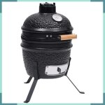 Barbecue - ashata - kamado 2 - en - 1 - cramique - 56 cm - noir - charbon