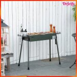 Barbecue au charbon de bois - akozon - 9256 - pieds amovibles - 2 grilles & 2 pani�res lat�rales - inox ...