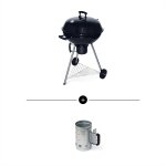 Barbecue boule charbon de bois grill et fumoir �57cm avec roues et chemin�e dallumage georges + chemin�e ...
