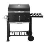Barbecue � charbon de bois portable - noir - inox - 107 x 68 x 115cm