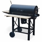 Barbecue charbon de bois grill et fumoir amricain roues et tablettes rabattables serge