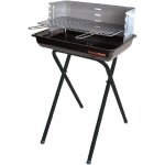 Barbecue au charbon de bois - sg 47 - 28 - surface cuisson 47 x 28 cm - hotte inox coupe - vent - grille ...