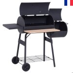 Barbecue � charbon fumoir bbq grill smoker sur pied avec couvercle roulettes thermom�tre �tag�res acier ...