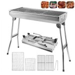 Barbecue � charbon pliable - totu - 73 * 34cm - inox - 4 personnes - gris