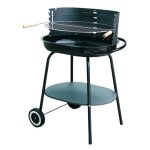 Barbecue � charbon rond 60x42cm avec roues de jardin master grill mg942