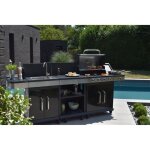 Barbecue  gaz amricain cookin garden fidgi 4 brleurs + desserte + vier