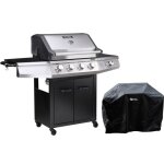 Barbecue gaz bingo 5 - 5 brleurs dont 1 latral - 15. 2kw + housse protection - noir