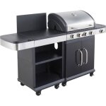 Barbecue gaz fidgi + desserte - cookin garden - barbecue / plancha � gaz - 4 br�leurs - thermom�tre capot ...