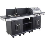 Barbecue gaz fidgi desserte + evier - cookin garden - barbecue / plancha � gaz - 3 br�leurs - puissance ...