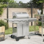 Barbecue gril  gaz avec 4 brleurs argent acier inoxydable