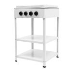 Barbecue � gaz sur pied rectangulaire de 49 x 49 x 79 cm �quip� de 4 grilles en fonte adapt� � un usage ...