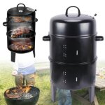 Barbecue de jardin barbecue au charbon de bois rond fumeur de jardin barbecue de patio 3 en 1