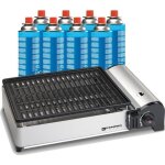 Barbecue  gaz 1900w grille anti adhesive + 8 cartouches gaz kemper