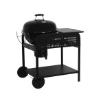 Barbecue rond charbon de bois acier �maill� �53cm avec chariot