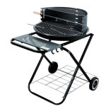 Barbecue rond � roulettes 54 cm charbon jardin master grill mg925