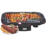 Barbecue de table lectrique 2000w - surface de grill (lxl) 38x22 cm - noir
