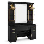 Barberpub poste de coiffure avec 4 tiroirs coiffeuse avec miroir poste de service avec 4 �tag�res mobilier ...