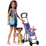 Barbie - famille - coffret poupe skipper baby - sitter et sa poussette - accessoires inclus