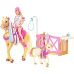 Barbie famille coffret toilettage des chevaux avec poupeacutee blonde 2 figurines chevaux et plus de ...
