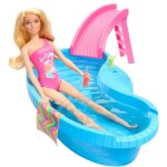 Barbie - poupe et accessoires - coffret poupe blonde avec piscine de rve hrj74