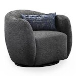 Barcy - fauteuil cabriolet pivotant effet peau de mouton gris fonc