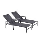 Bari - lot de 2 transats gris foncé & noir en aluminium Bari - lot de 2 transats gris foncé & noir en aluminium