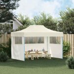 Barnum cr�me - sarazyj�tente de r�ception pliant / tonnelle de f�te - anti - uv - avec 3 parois 3x4 m ...
