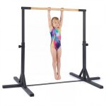 Barre de gymnastique enfants costway avec 12 hauteurs r�glables (85 - 145cm) structure m�tallique charge ...