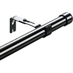 Barre � rideaux extensible noir 76cm m�tal avec disques et supports pour chambre � coucher ou salon noir ...