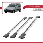 Barres de toit - fly - modèle gris - 3 pièces - aluminium - pour peugeot partner 1996 - 2003 Barres de toit - fly - modèle gris - 3 pièces - aluminium - pour peugeot partner 1996 - 2003