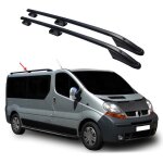 Barres de toit longitudinales pour renault trafic & vivaro 2001 - 2014 empat. court l1 2pcs en alu noir ...