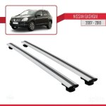 Barres de toit - nissan - qashqai 2007 - 2010 - mod�le basic - aluminium - gris