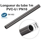 Barre tuyau rigide tube pvc pression pn16 50mm : longueur 1m compatible piscine