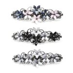Barrette � cheveux - �l�gante - 3 pi�ces - strass - vintage - couleurs vari�es (gris / rose / noir - ...