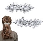 Barrette  cheveux - femme - mariage - argente - strass - perles