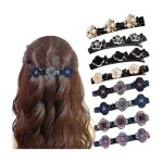 Barrette  cheveux - femme - trois fleurs - antidrapante - acrylique et strass - 8 stck
