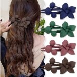 Barrettes  cheveux - non spcifi - lot de 4 - couleurs varies - cristal mat - design floral