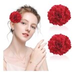 Barrette  cheveux - non spcifi - pivoine rouge - 2 pices - tissu de haute qualit - design lgant ...
