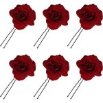 Barrette  cheveux - fleur - rouge - 6 pcs - mariage - accessoires de coiffure