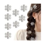 Barrettes flocon de neige - accessoires de cheveux - 8 pices - argent - pour filles - strass et perles ...