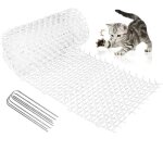 Barri�re anti - chat avec pointes - tapis synth�tique rectangulaire 200x28cm - blanc - pour jardin et ...