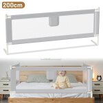 Barri�re de lit b�b� ajustable - cecaylie - 200 cm - hauteur r�glable 64 - 96 cm - gris - pliable - antid�rapa ...