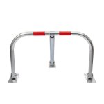 Barrire de parking en acier chrom - deux bandes rflchissantes rendant - 43. 5 x 80 x 46 cm