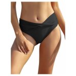 Bas de maillot de bain - shekini - culotte gainante taille haute r�tro - ventre plat - fronces modelantes ...