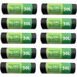 Basa sac poubelle 30l noir ultra rsistant sacs en plastique recycls par lot de (10 paquet de 8 sac ...