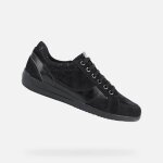 Baskets basses geox d myria femme - noir - cuir - zip - compens affin